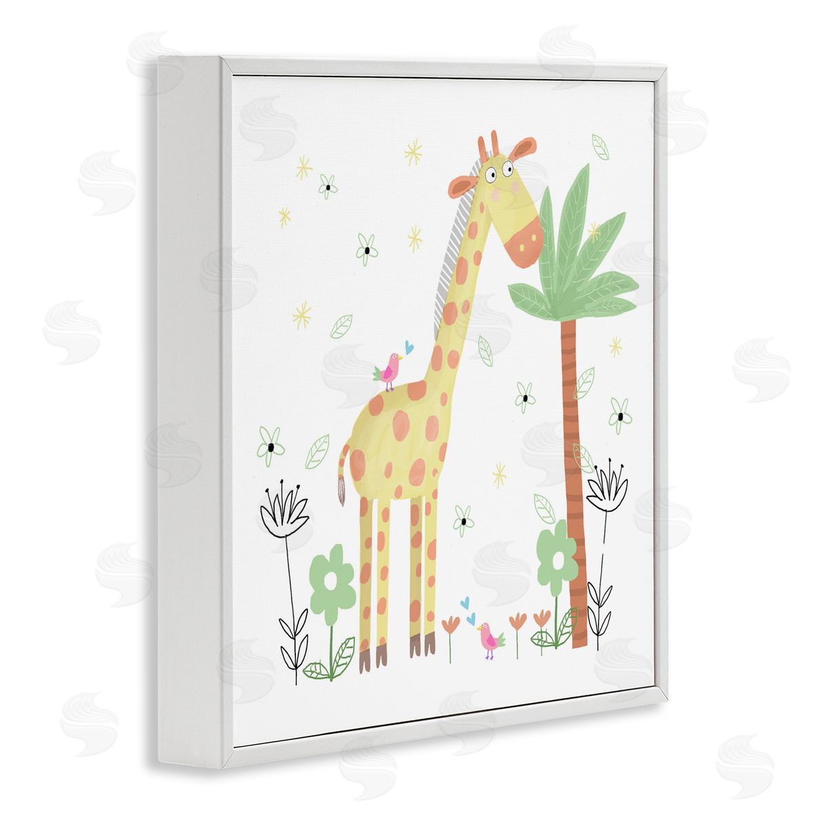 Carla Daly Floral Baby Giraffe Illustration White Frame Giclee Art Print