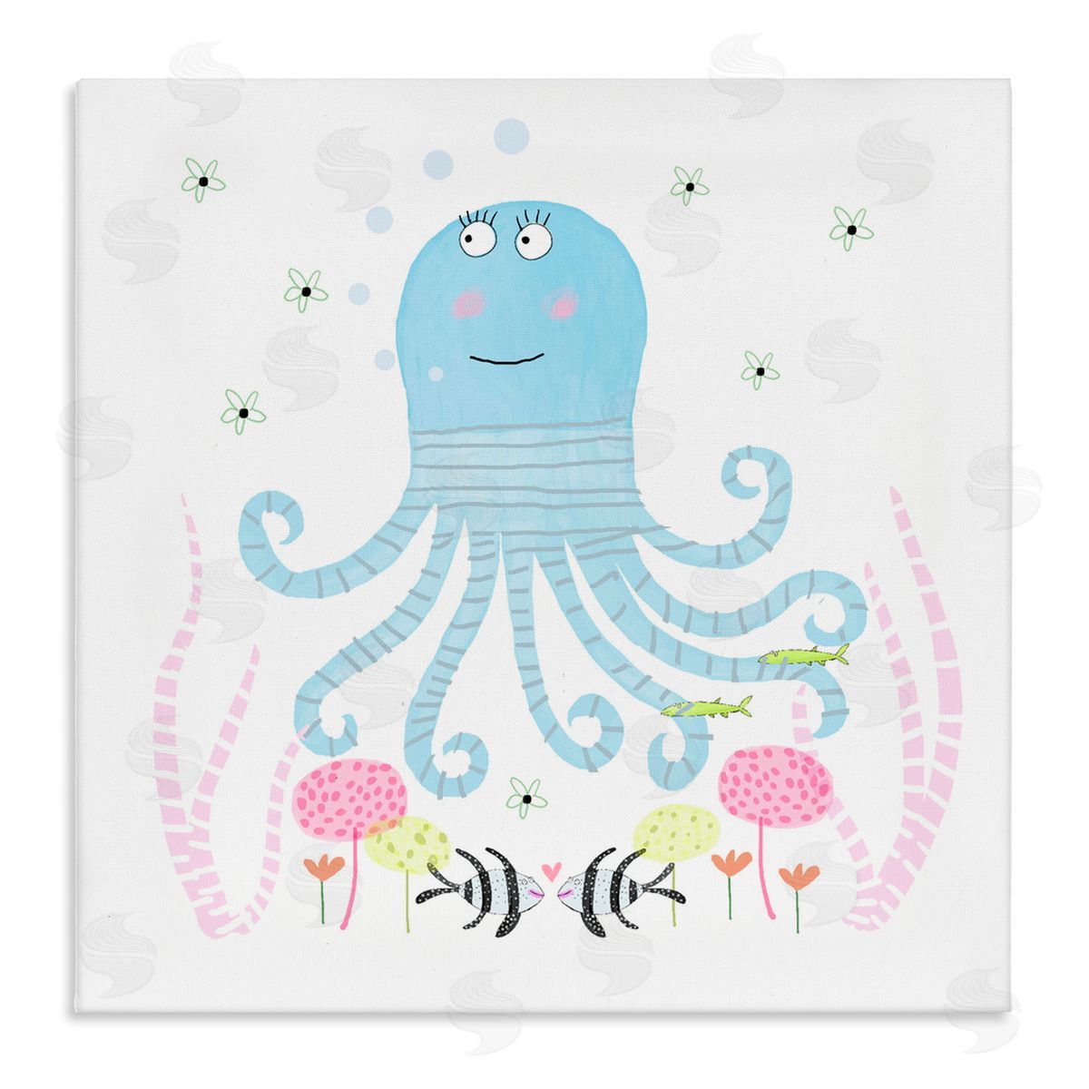 Carla Daly Baby Octopus & Flowers Canvas Wall Art Print