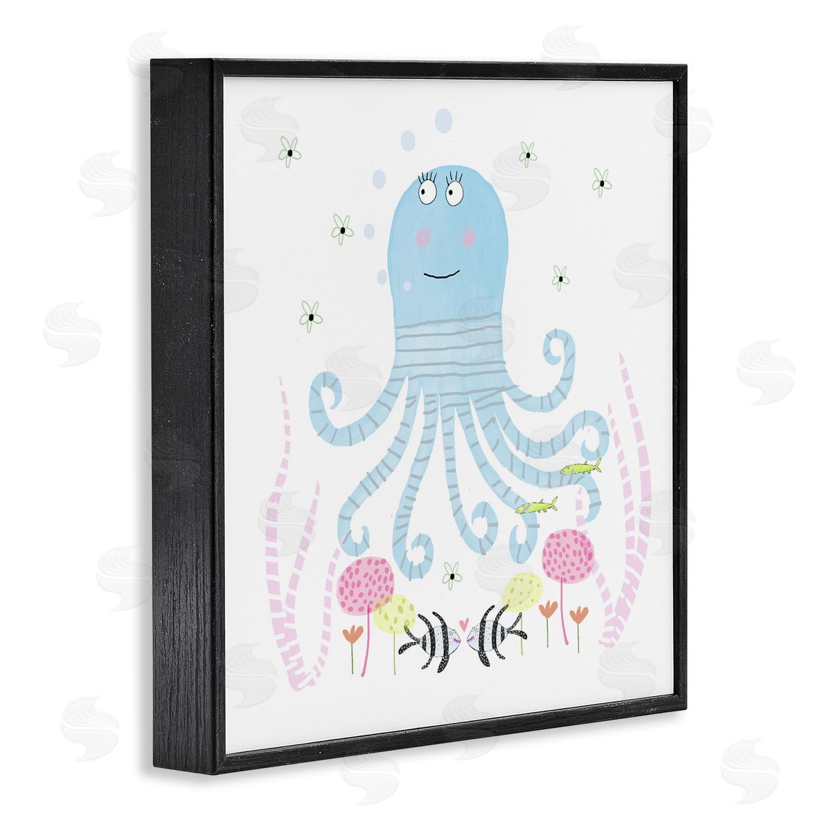 Carla Daly Baby Octopus & Flowers Black Framed Giclee Art Print