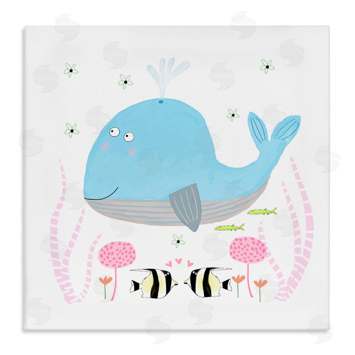 Carla Daly Baby Whale & Flowers Canvas Wall Art Print