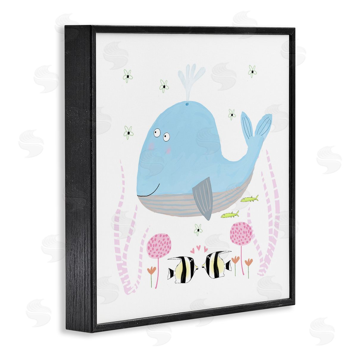 Carla Daly Baby Whale & Flowers Black Framed Giclee Art Print