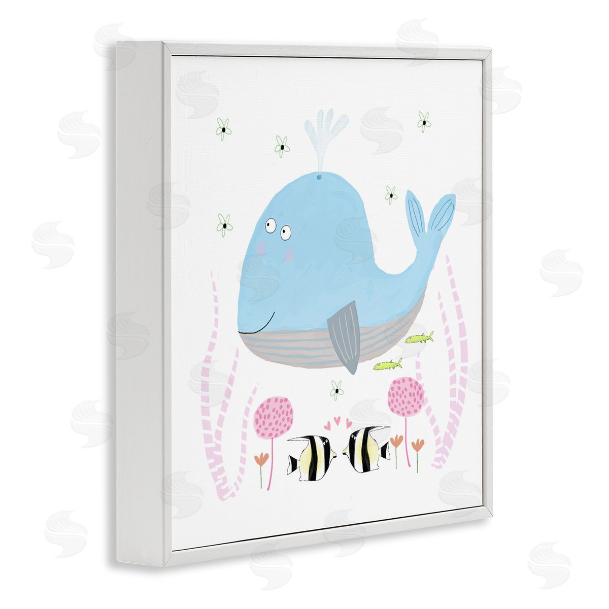 Carla Daly Baby Whale & Flowers White Frame Giclee Art Print