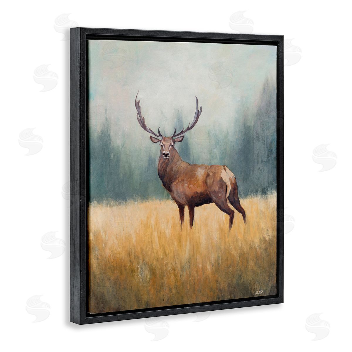 Julia Purinton Forest Royalty Elk Black Floating Frame Canvas Wall Art Print