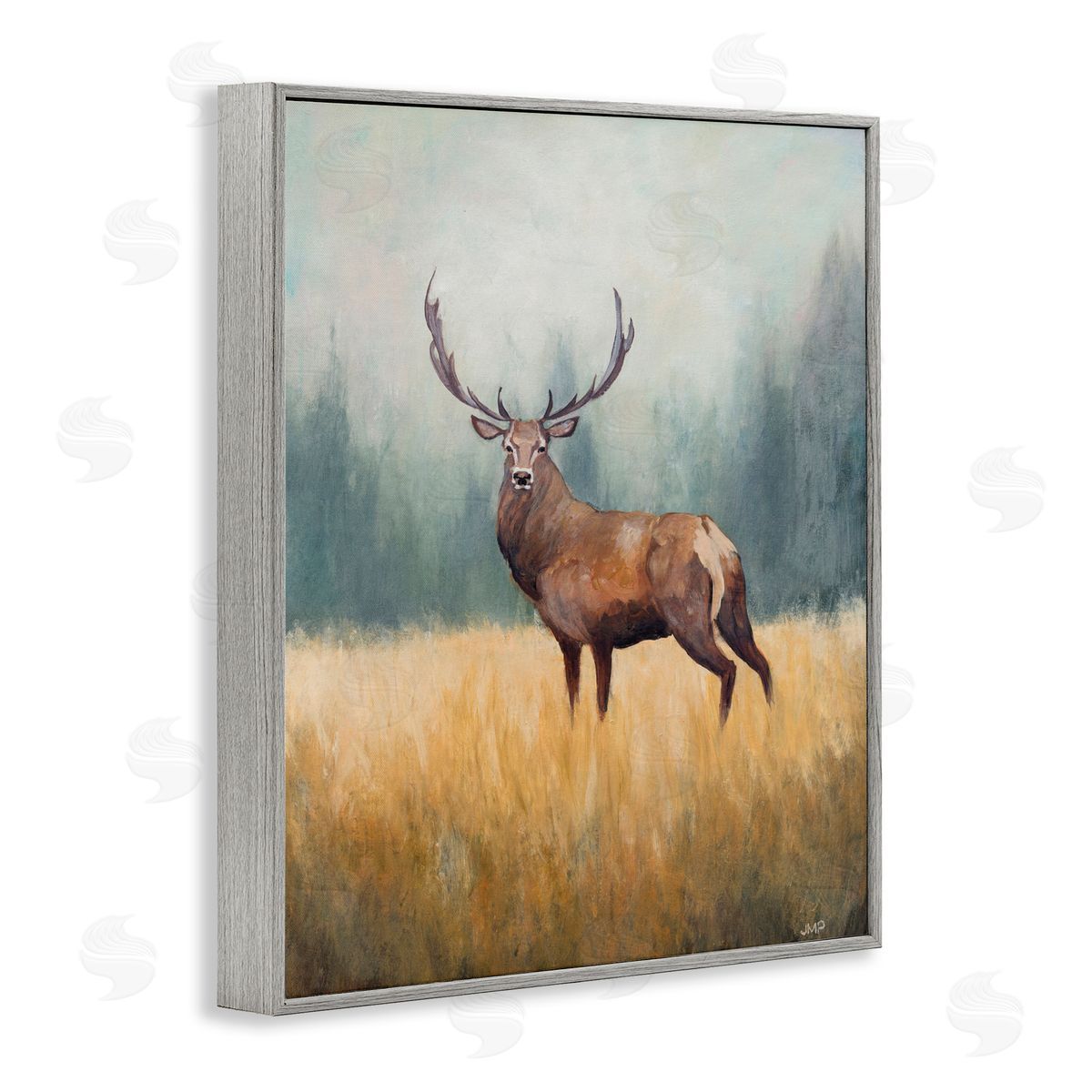 Julia Purinton Forest Royalty Elk Gray Framed Giclee Art Print