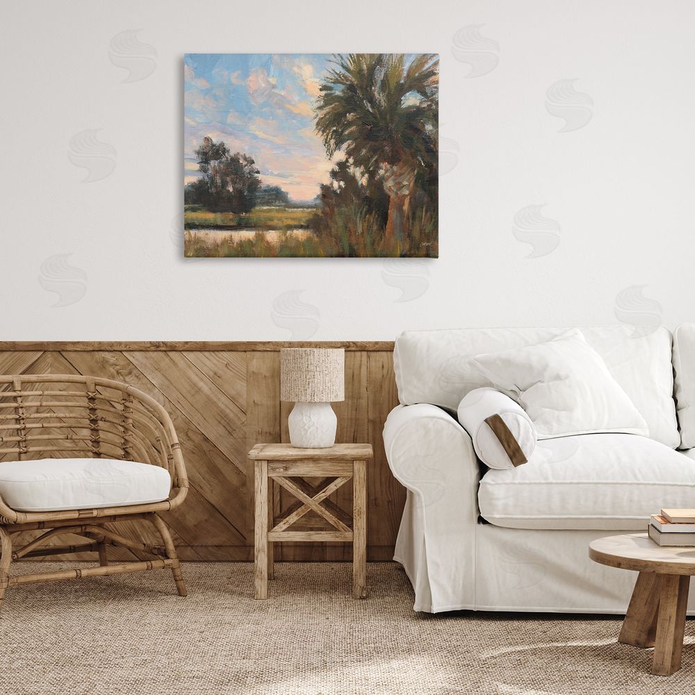 Carson Overstreet Palmetto Sunset Landscape Printed Wall Art in Room