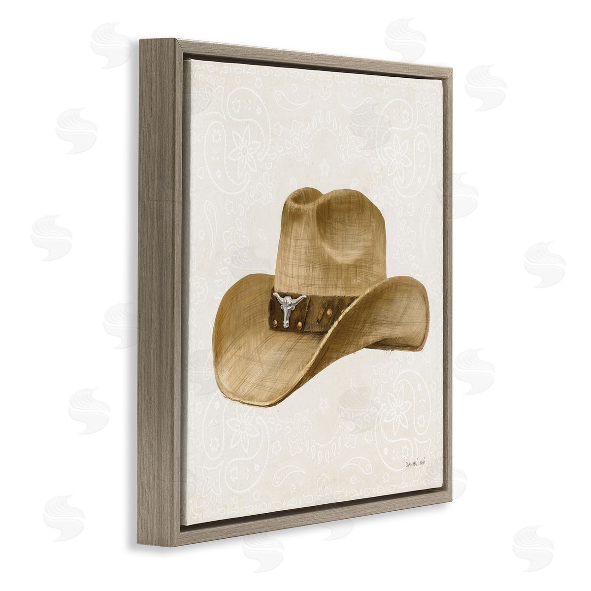 Danhui Nai Cowboy Rider of Range Brown Floating Frame Canvas Art Print