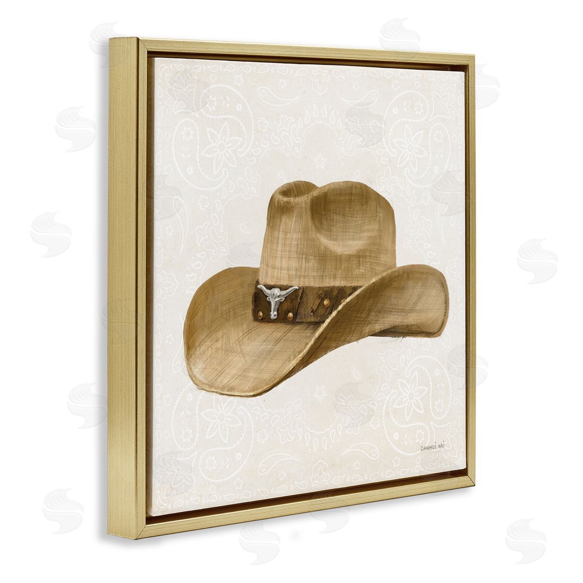 Danhui Nai Cowboy Rider of Range Gold Floating Frame Canvas Art Print