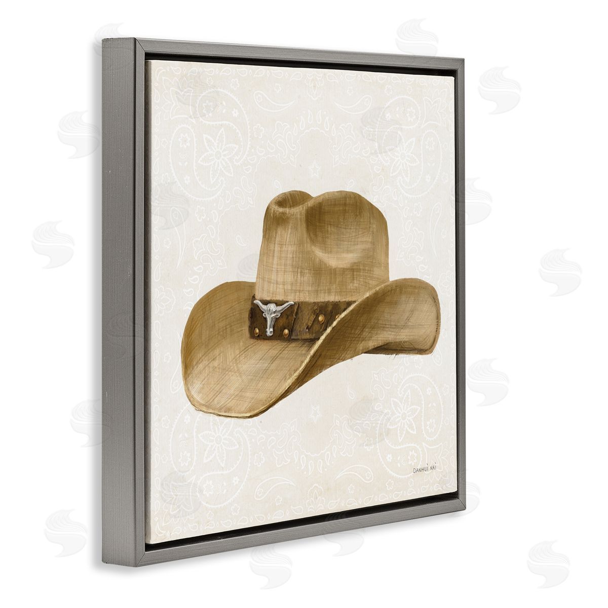 Danhui Nai Cowboy Rider of Range Gray Floating Frame Canvas Art Print