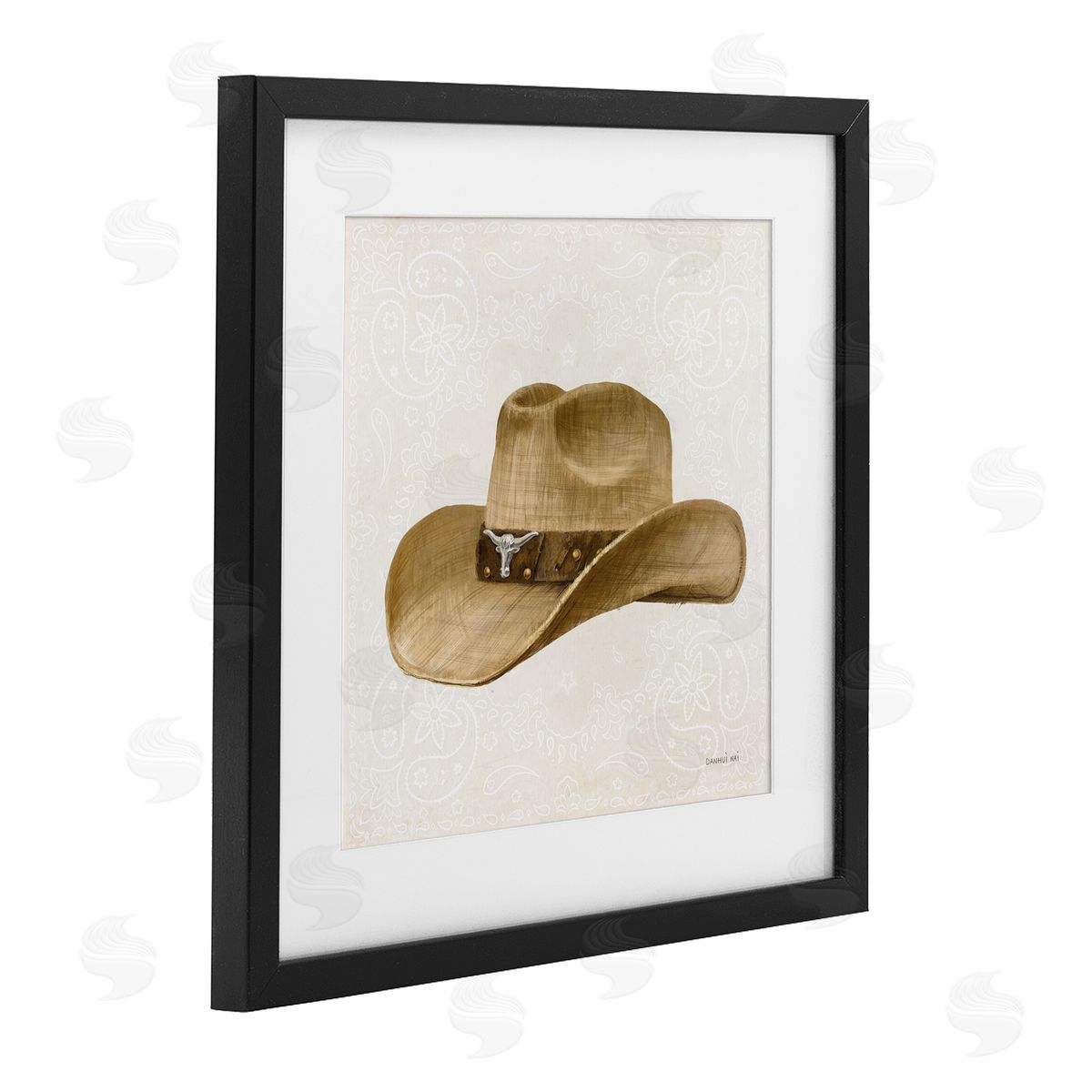 Danhui Nai Cowboy Rider of Range Black Framed Print Under Glass Art