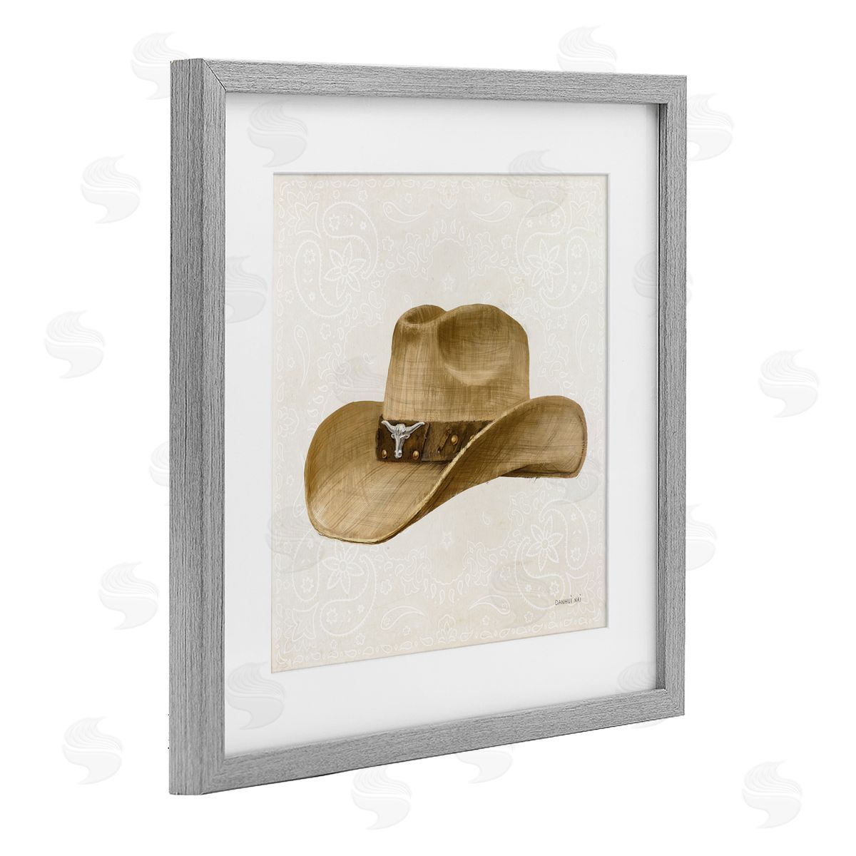 Danhui Nai Cowboy Rider of Range Gray Framed Print Under Glass Art