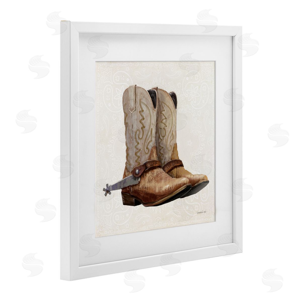 Danhui Nai Riders Of The Range White Framed Print Under Glass Art