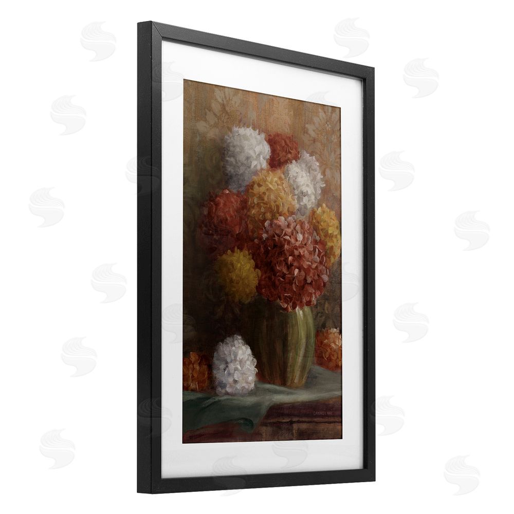 Danhui Nai Warm Tone Hydrangea Crop Black Framed Print Under Glass Art