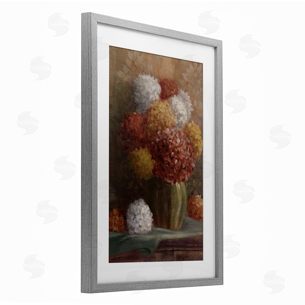 Danhui Nai Warm Tone Hydrangea Crop Gray Framed Print Under Glass Art