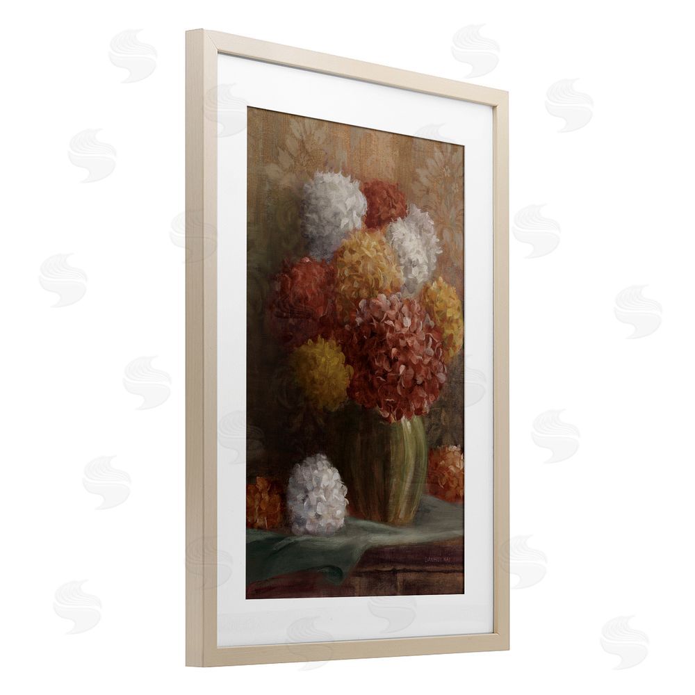 Danhui Nai Warm Tone Hydrangea Crop Birch Framed Print Under Glass Art
