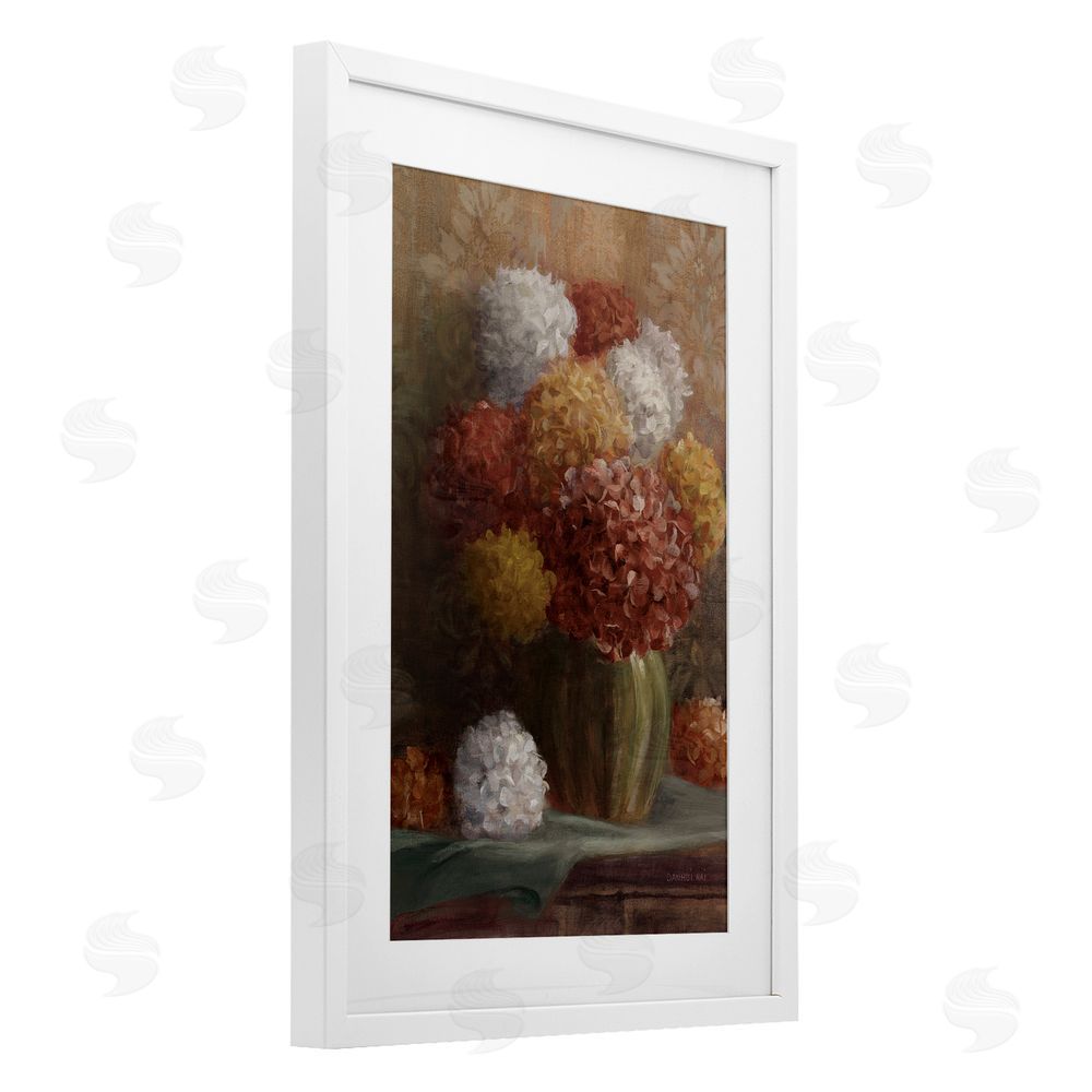 Danhui Nai Warm Tone Hydrangea Crop White Framed Print Under Glass Art