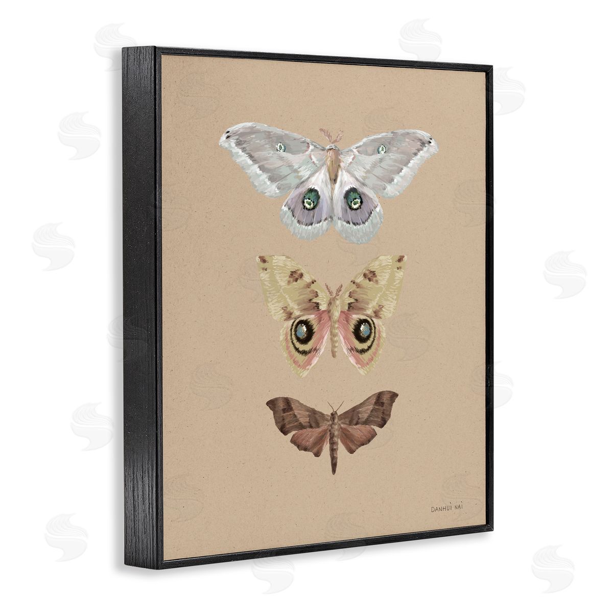 Danhui Nai Beauty Of Forest Moths Black Framed Giclee Art Print