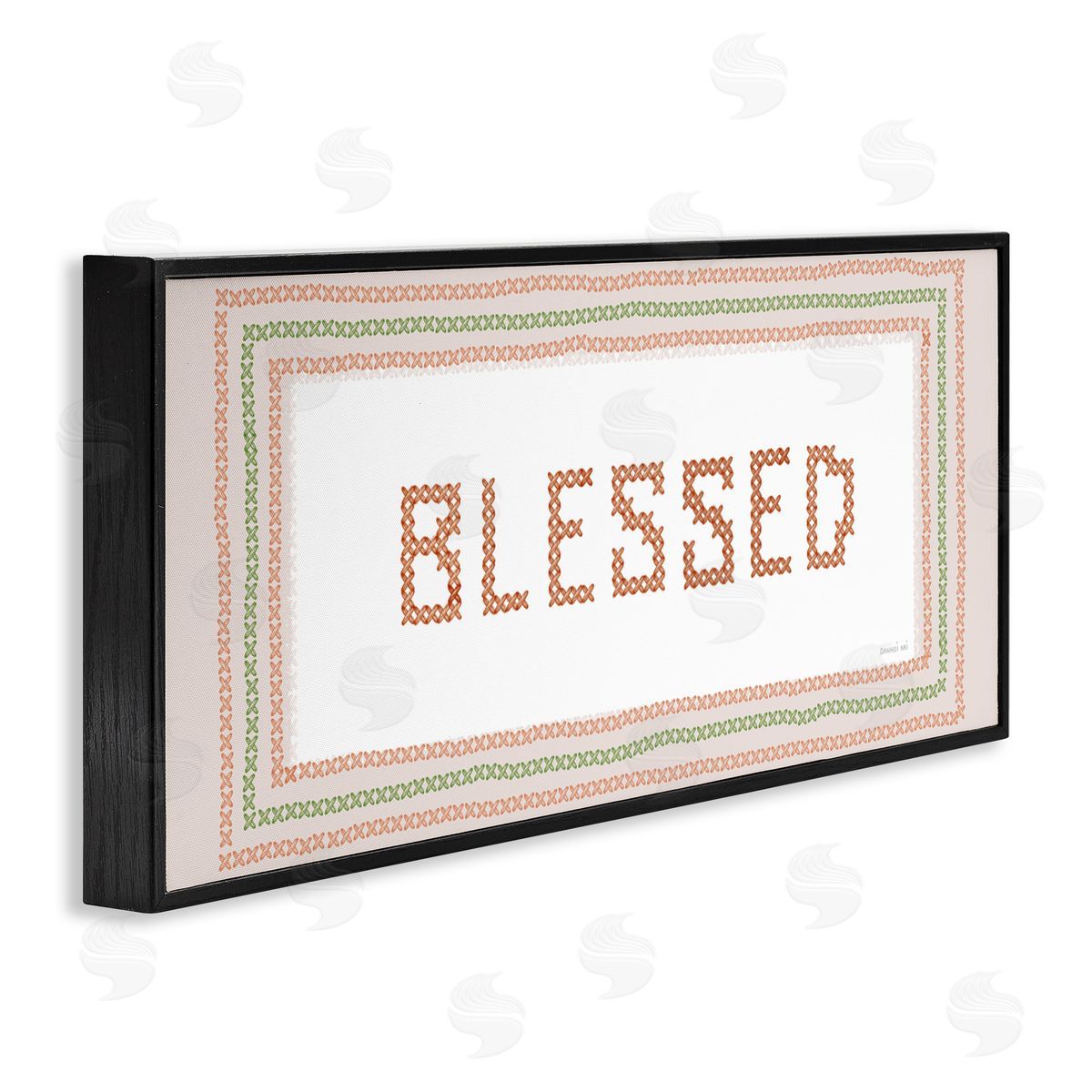 Danhui Nai Faux Cross Stitch Blessed Black Framed Giclee Art Print