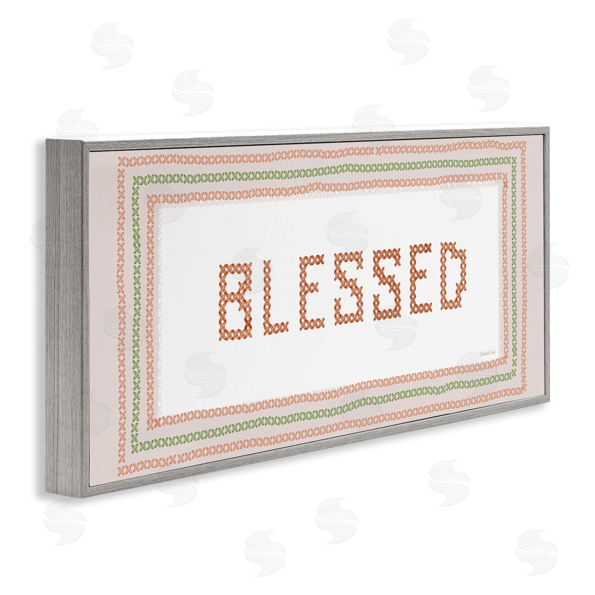 Danhui Nai Faux Cross Stitch Blessed Gray Framed Giclee Art Print