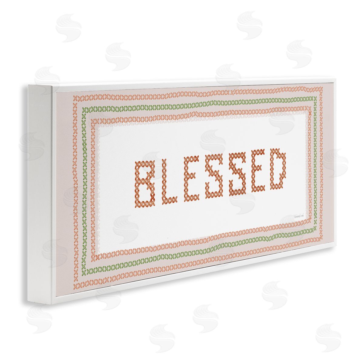 Danhui Nai Faux Cross Stitch Blessed White Frame Giclee Art Print