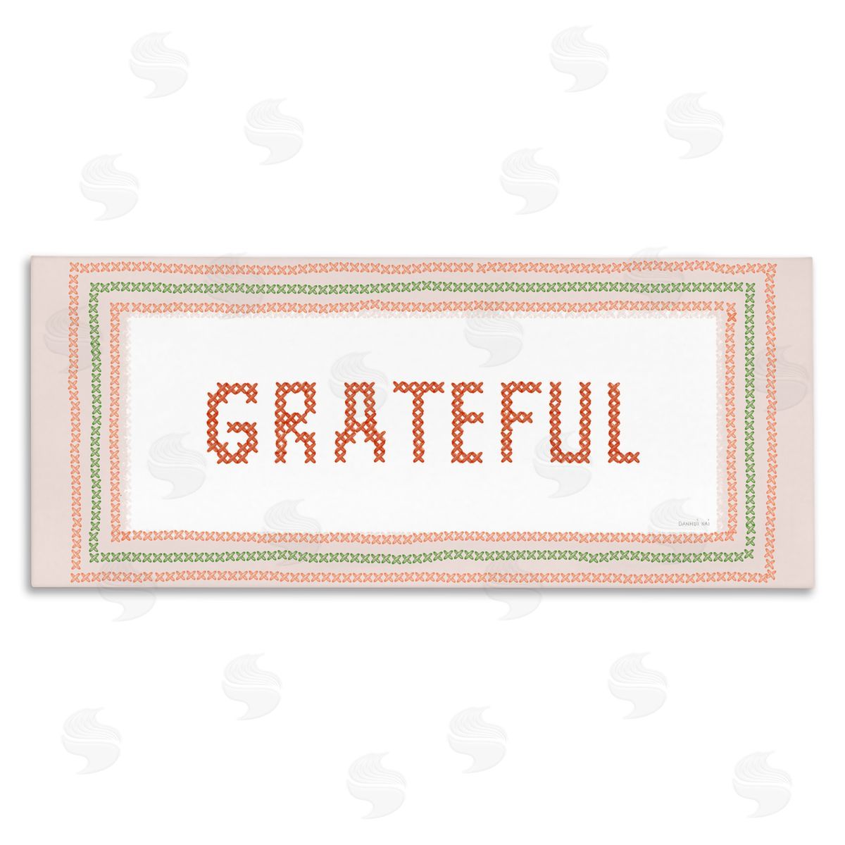 Danhui Nai Faux Cross Stitch Grateful Canvas Wall Art Print