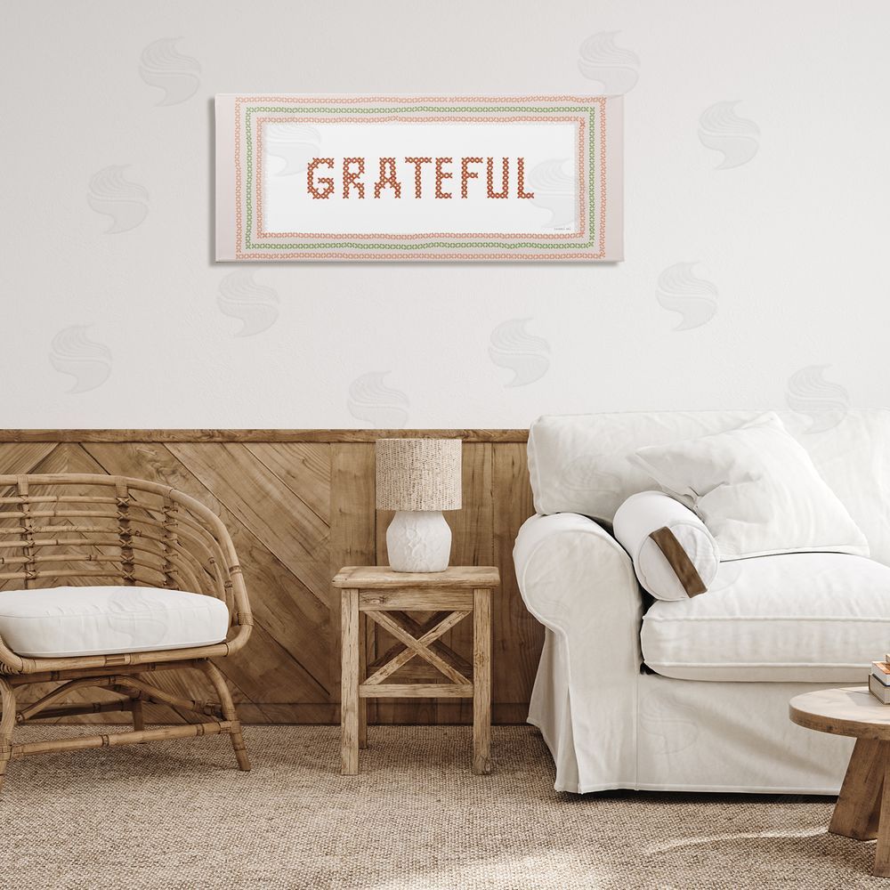 Danhui Nai Faux Cross Stitch Grateful Printed Wall Art in Room
