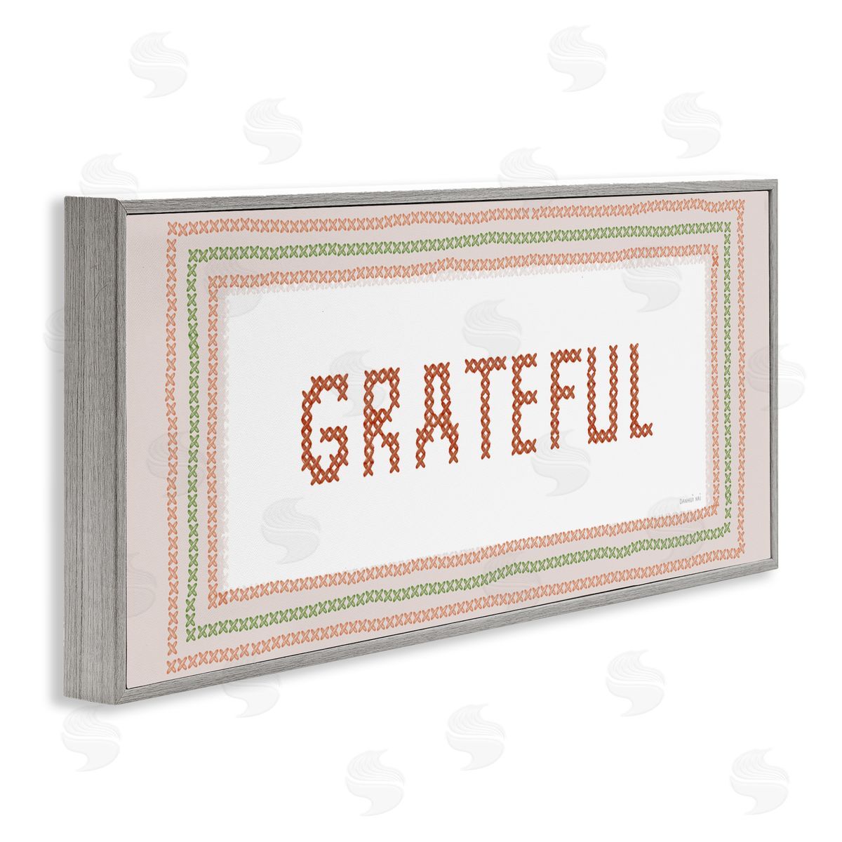Danhui Nai Faux Cross Stitch Grateful Gray Framed Giclee Art Print