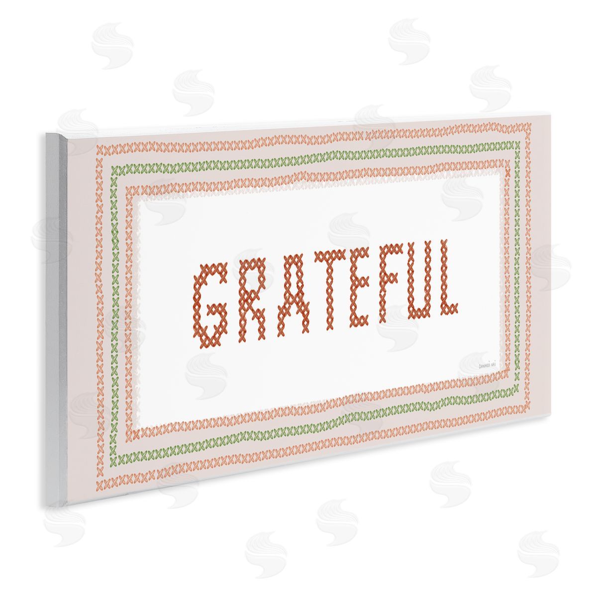 Danhui Nai Faux Cross Stitch Grateful Wall Plaque Art Print