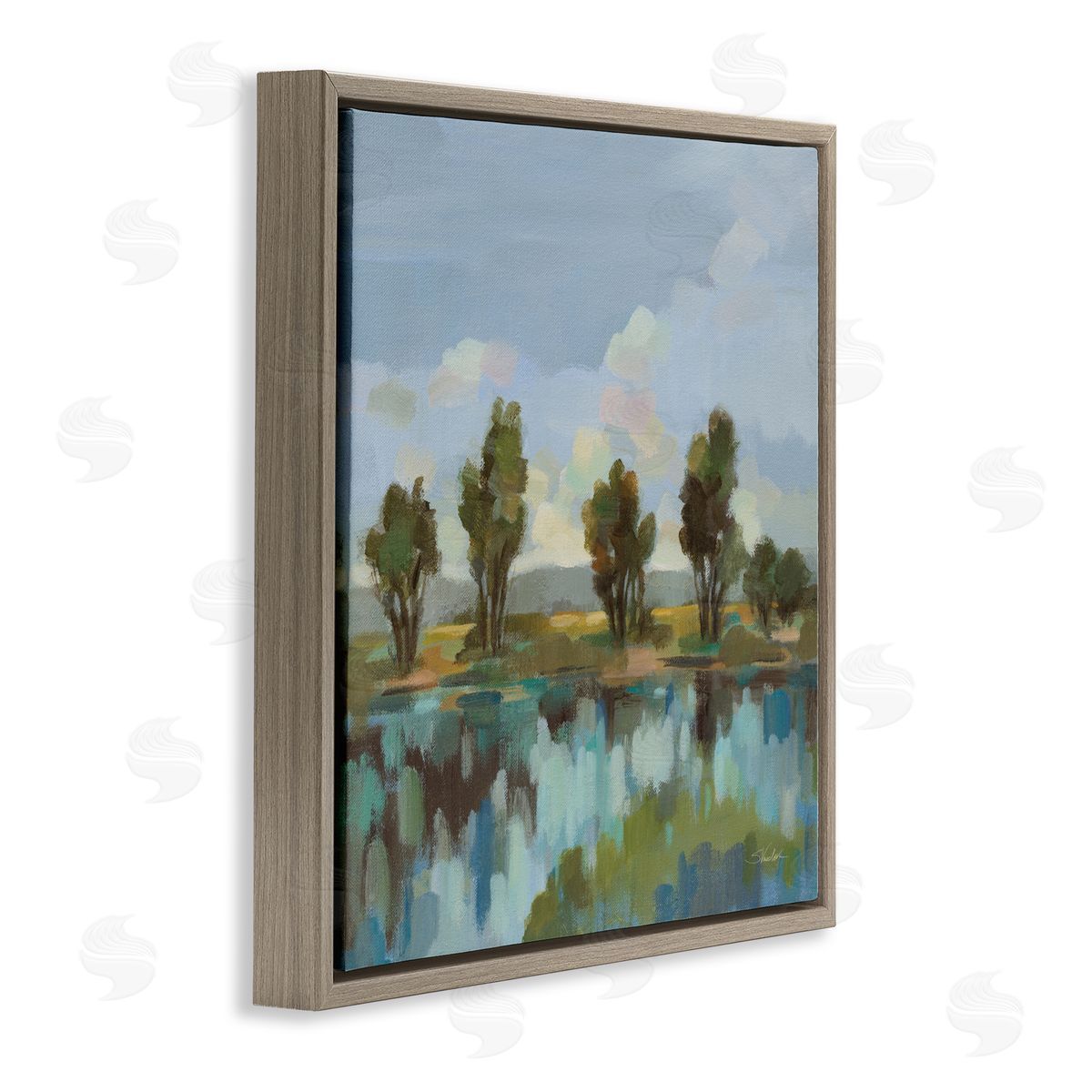 Silvia Vassileva Scenic River Reflections Brown Floating Frame Canvas Art Print