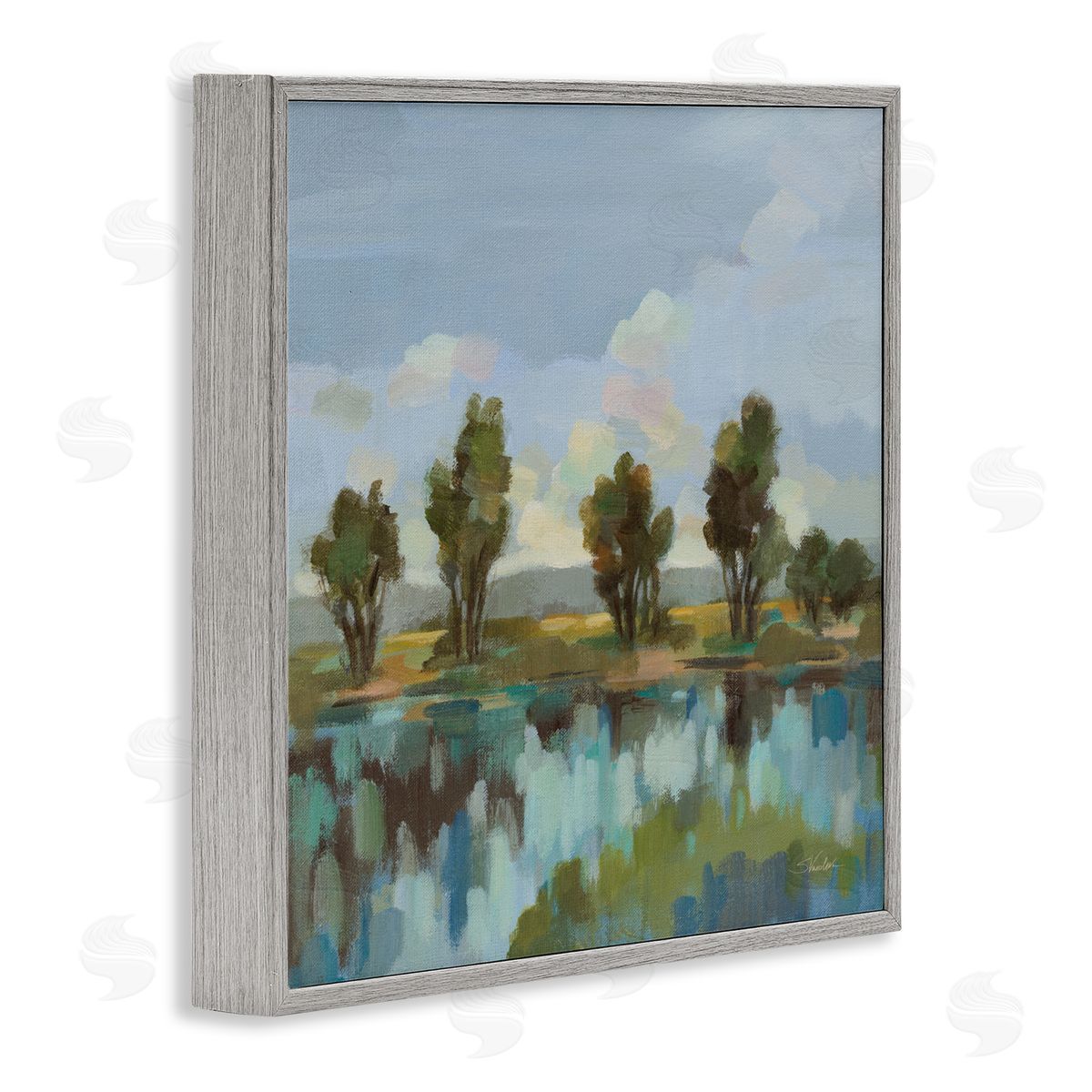 Silvia Vassileva Scenic River Reflections Gray Framed Giclee Art Print