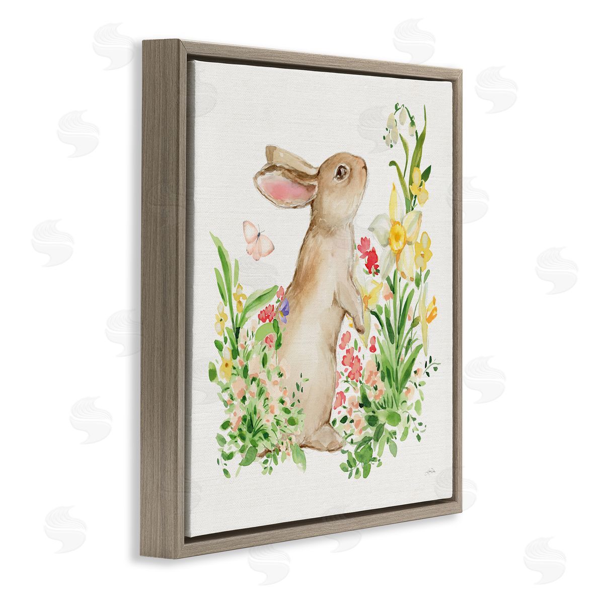 Katrina Pete Spring Celebration Rabbit Brown Floating Frame Canvas Art Print