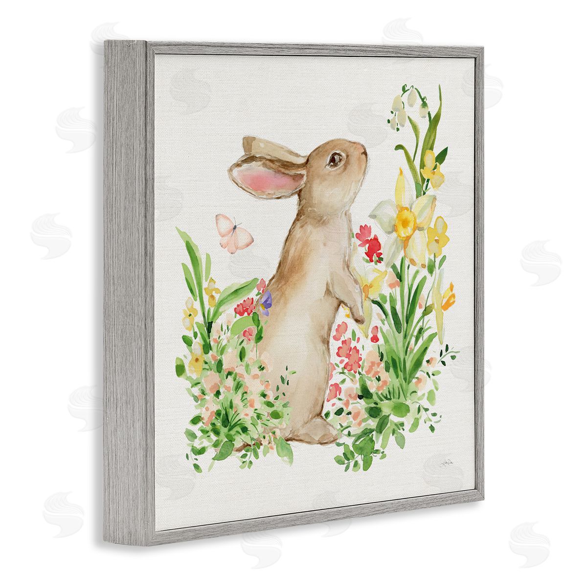 Katrina Pete Spring Celebration Rabbit Gray Framed Giclee Art Print