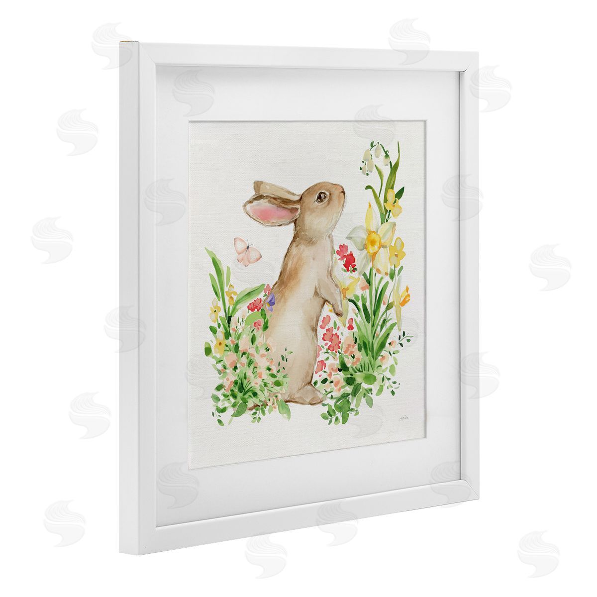 Katrina Pete Spring Celebration Rabbit White Framed Print Under Glass Art