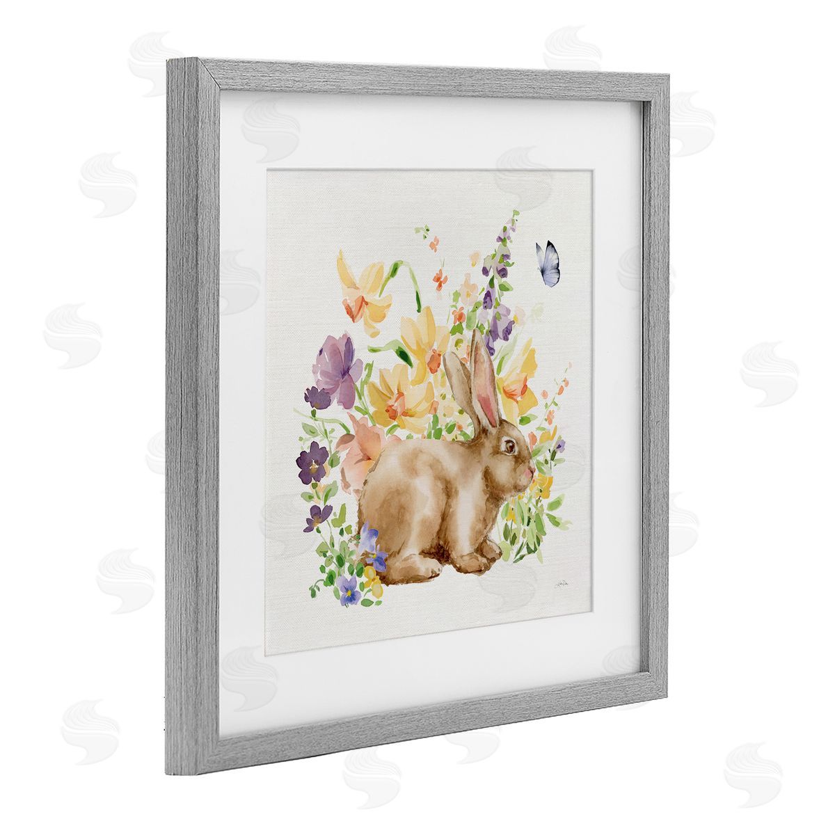 Katrina Pete Spring Celebration Bunny Gray Framed Print Under Glass Art