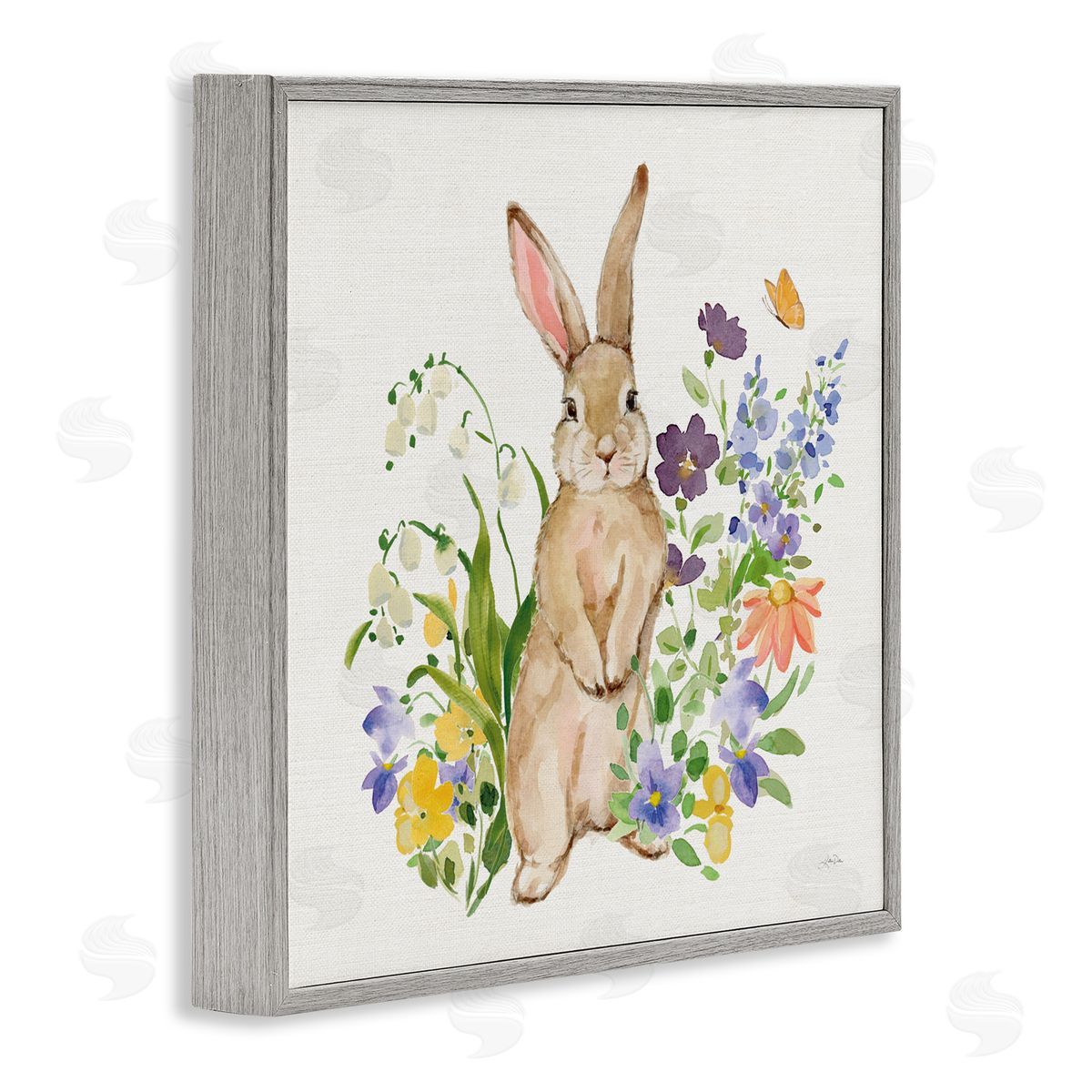 Katrina Pete Spring Bunny Standing Gray Framed Giclee Art Print