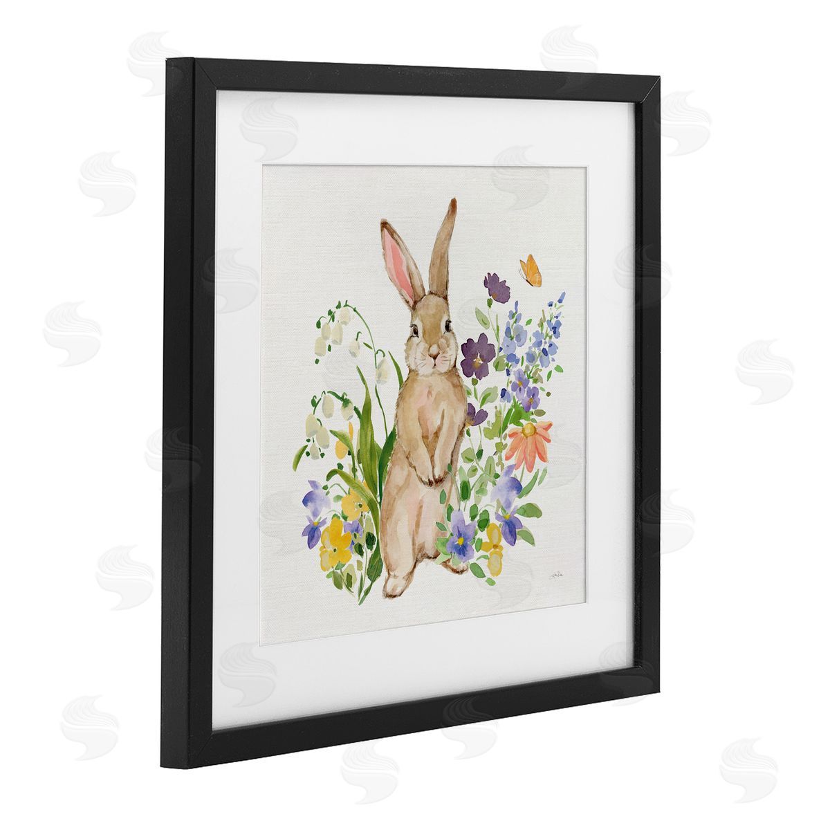 Katrina Pete Spring Bunny Standing Black Framed Print Under Glass Art