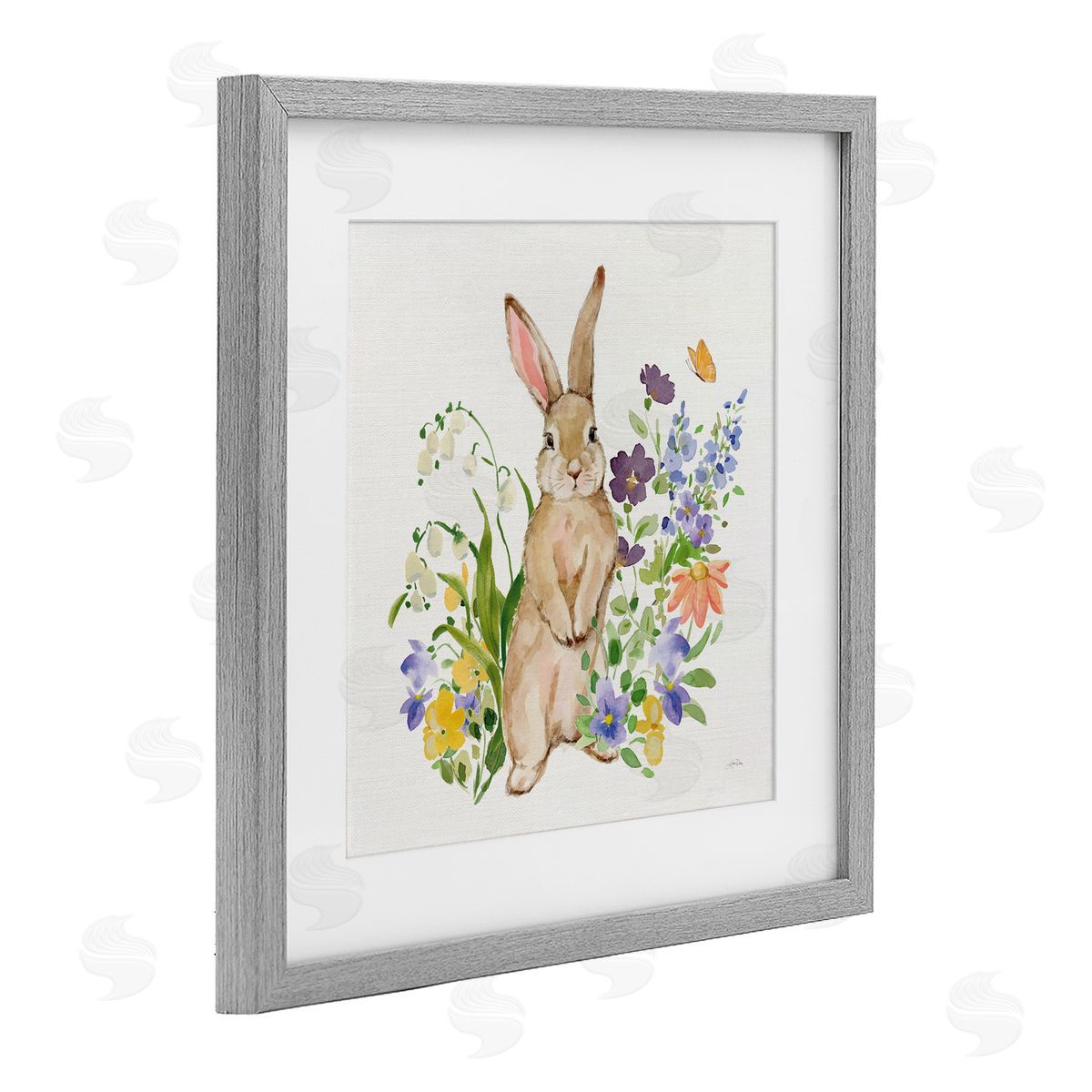 Katrina Pete Spring Bunny Standing Gray Framed Print Under Glass Art