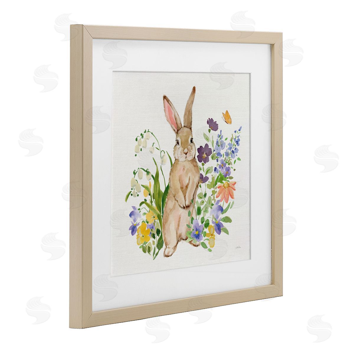 Katrina Pete Spring Bunny Standing Birch Framed Print Under Glass Art