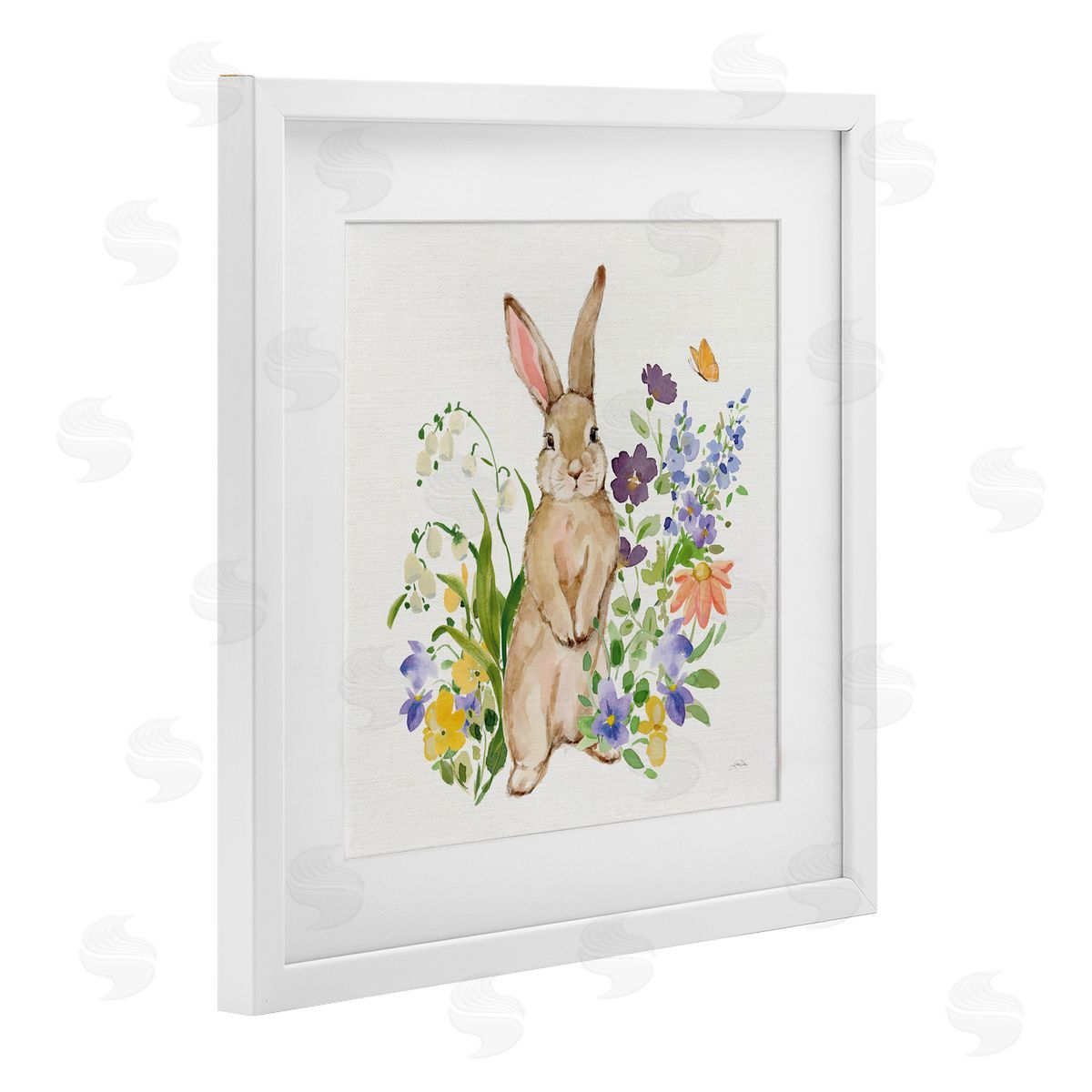 Katrina Pete Spring Bunny Standing White Framed Print Under Glass Art
