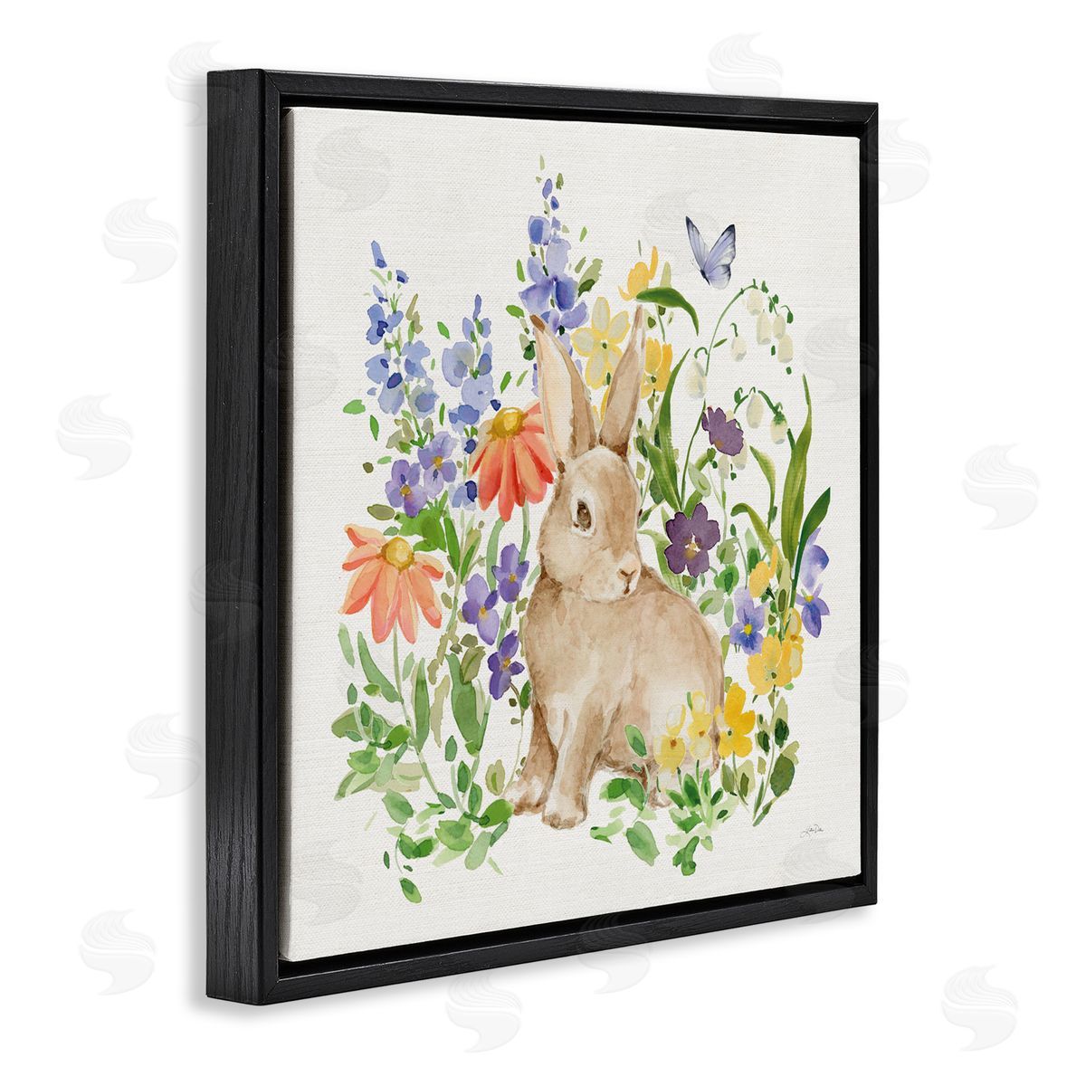 Katrina Pete Celebrate Spring Bunny Black Floating Frame Canvas Wall Art Print