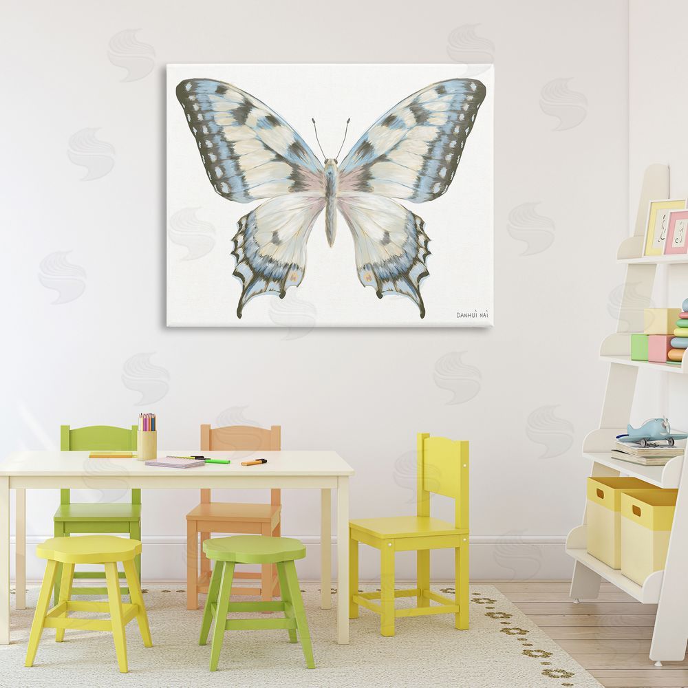 Danhui Nai Blue Brown Accent Butterfly Printed Wall Art in Room