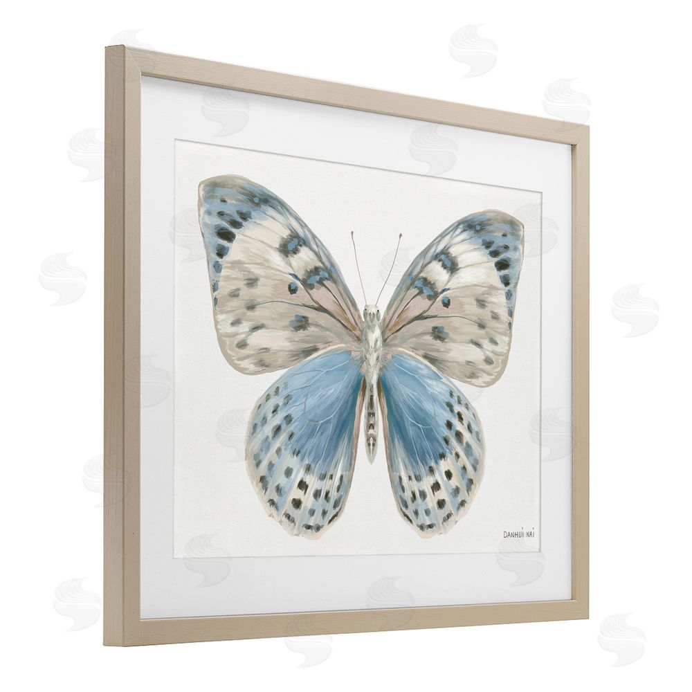 Danhui Nai Blue & White Butterfly Birch Framed Print Under Glass Art