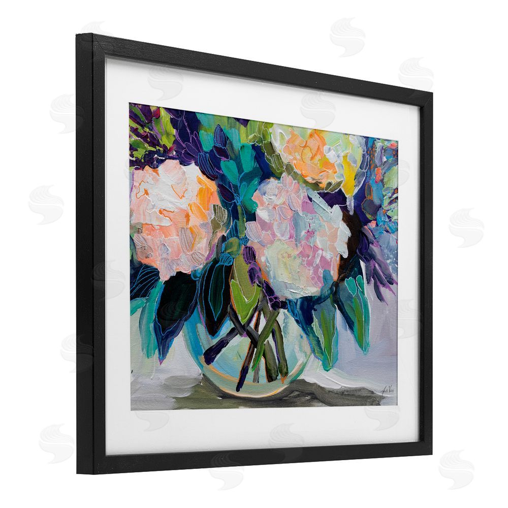Jeanette Vertentes Late Summer Hydrangeas Black Framed Print Under Glass Art