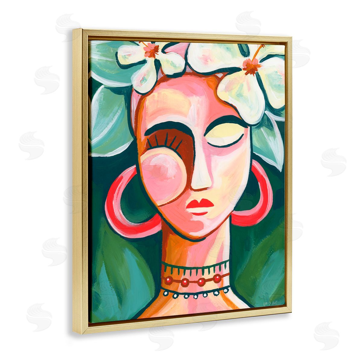 Yvette St. Amant Portrait In The Tropics Gold Floating Frame Canvas Art Print