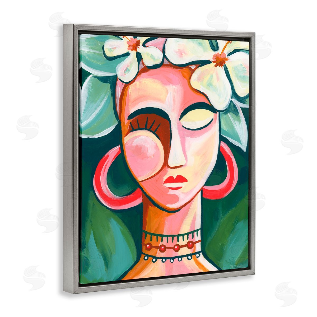Yvette St. Amant Portrait In The Tropics Gray Floating Frame Canvas Art Print