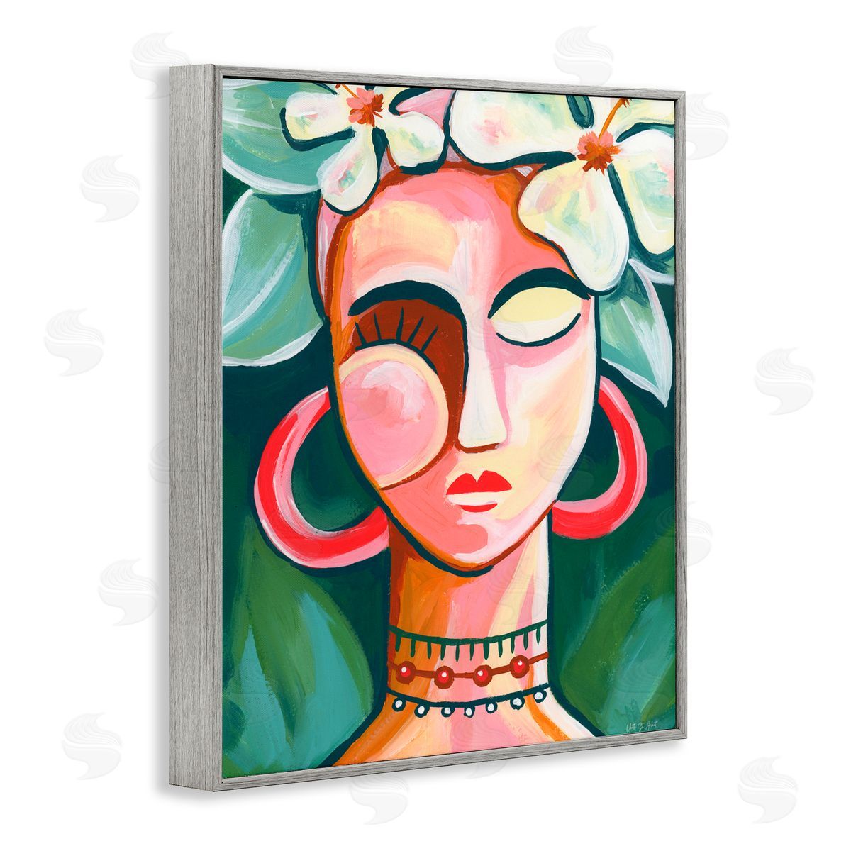 Yvette St. Amant Portrait In The Tropics Gray Framed Giclee Art Print