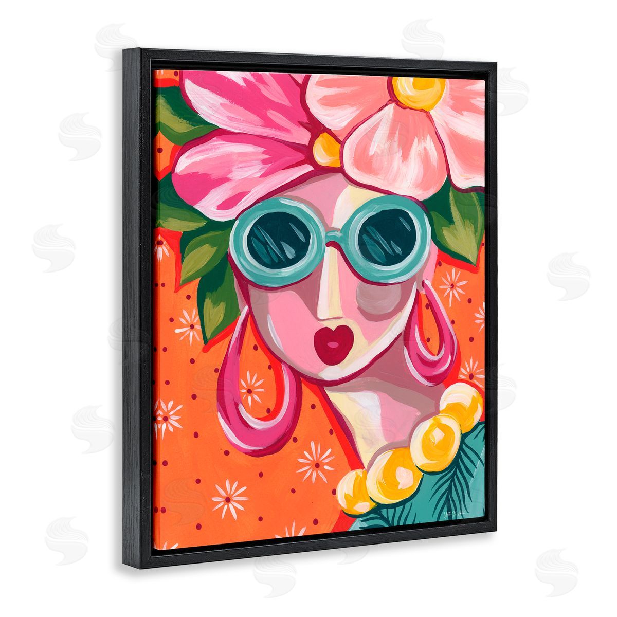 Yvette St. Amant Retro Glam Fun In The Sun Black Floating Frame Canvas Wall Art Print