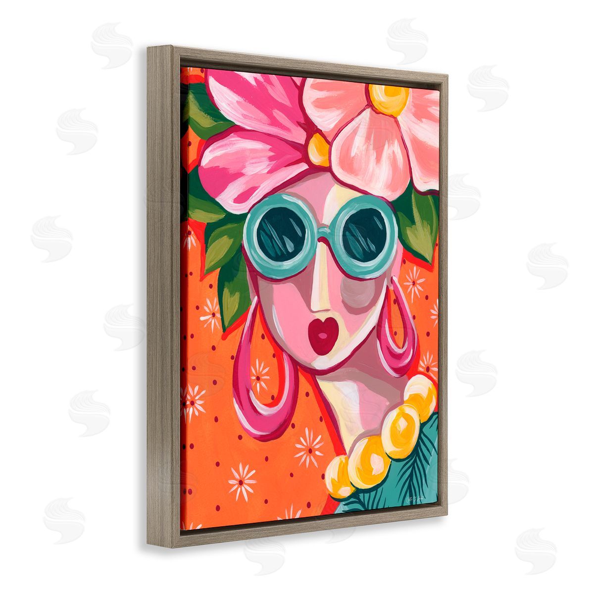 Yvette St. Amant Retro Glam Fun In The Sun Brown Floating Frame Canvas Art Print