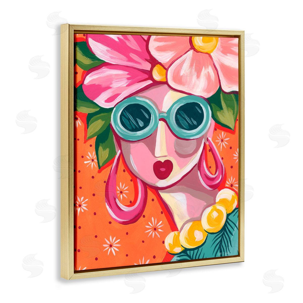 Yvette St. Amant Retro Glam Fun In The Sun Gold Floating Frame Canvas Art Print