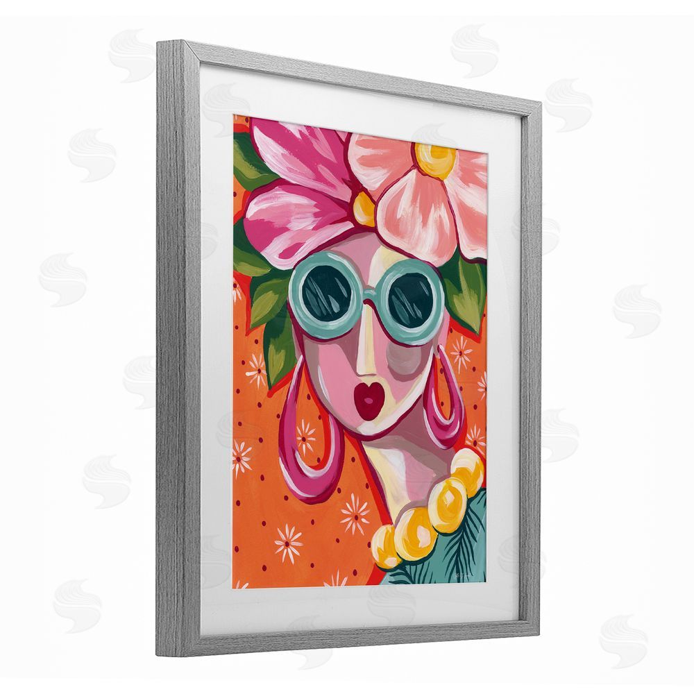 Yvette St. Amant Retro Glam Fun In The Sun Gray Framed Print Under Glass Art