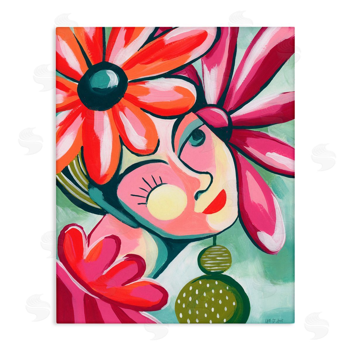 Yvette St. Amant Retro Bright Jolie Portrait Canvas Wall Art Print